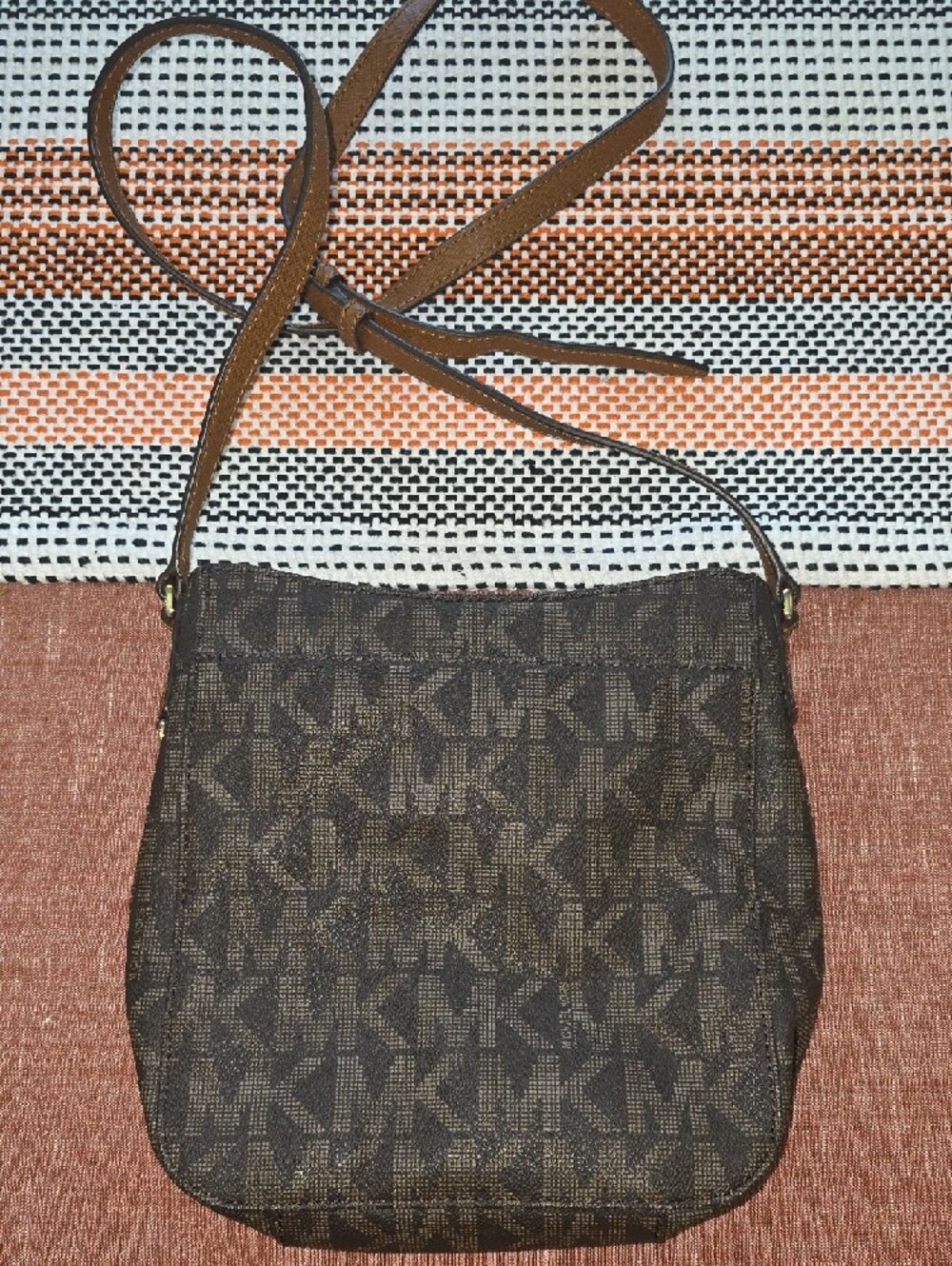 Michael Kors Black/Brown Signature MK Crossbody Bag - Picture 9 of 13